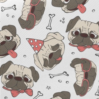 Hand Drawn Trendy Pug Twill