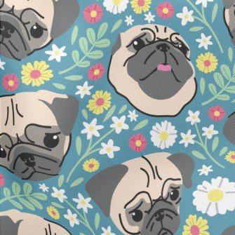 Beautiful Flowers And Pug Stretch Ponte