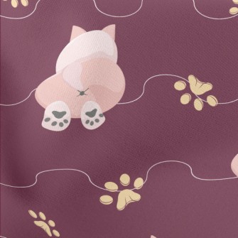 Pink Cat With Paw Prints Stretch Ponte