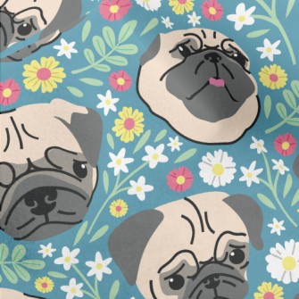Beautiful Flowers And Pug Micro Fleece