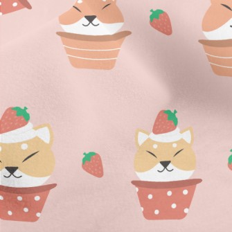 Strawberry Shiba Inu Cupcake Micro Fleece