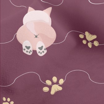 Pink Cat With Paw Prints Micro Fleece