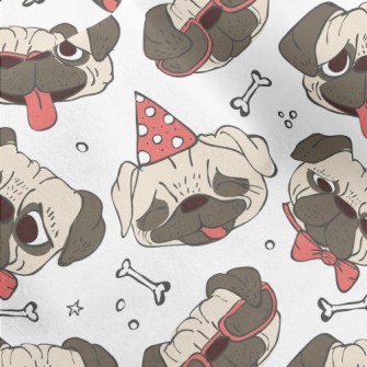 Hand Drawn Trendy Pug Micro Fleece