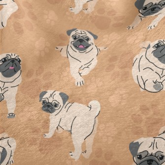 Pug In Different Actions Minky