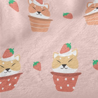 Strawberry Shiba Inu Cupcake Minky