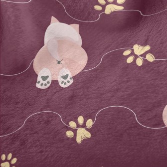 Pink Cat With Paw Prints Minky