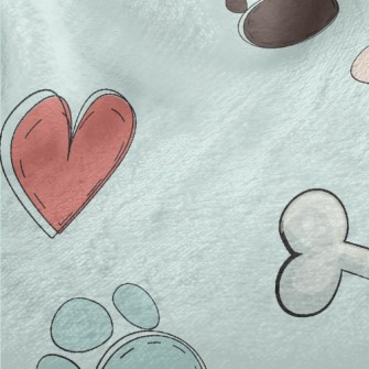 Colorful Paw Prints And Dog To Minky