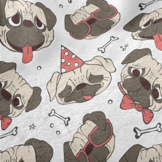 Hand Drawn Trendy Pug Minky