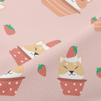 Strawberry Shiba Inu Cupcake Piqué