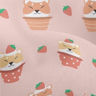 Strawberry Shiba Inu Cupcake Lightweight Performance Linen