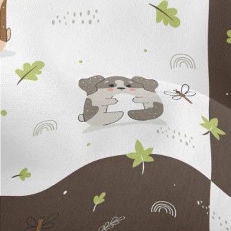 Cute Puppy And Fallen Leaves Lightweight Performance Linen