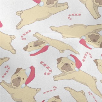 Cute Puppy In Santa Hat Lightweight Performance Linen