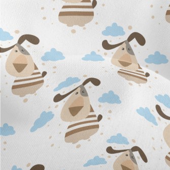 Cartoon Dog In The Sky Lightweight Performance Linen