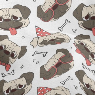 Hand Drawn Trendy Pug Lightweight Performance Linen