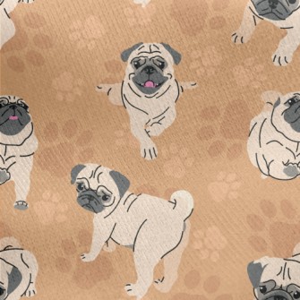 Pug In Different Actions Jersey Backed Fleece