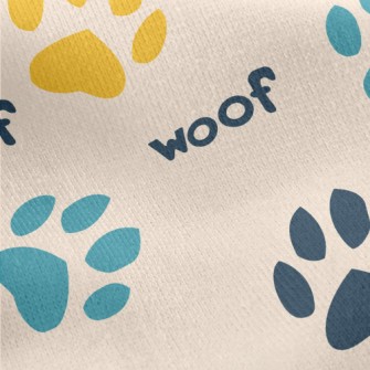 Colored Dog Paw Prints Jersey Backed Fleece
