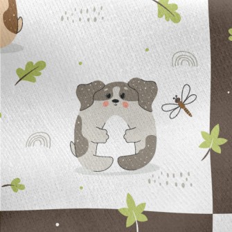 Cute Puppy And Fallen Leaves Jersey Backed Fleece