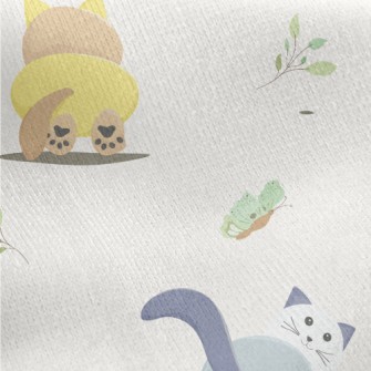 Cat And Butterfly Jersey Backed Fleece