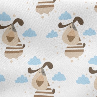 Cartoon Dog In The Sky Jersey Backed Fleece