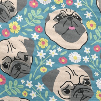 Beautiful Flowers And Pug Pongee