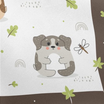 Cute Puppy And Fallen Leaves Pongee