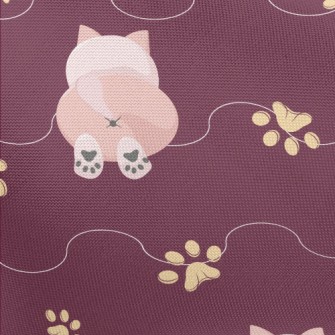 Pink Cat With Paw Prints Pongee
