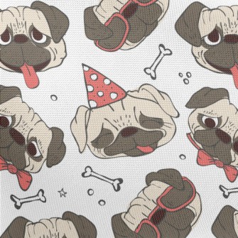 Hand Drawn Trendy Pug Pongee