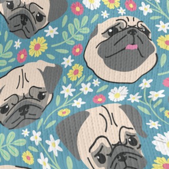 Beautiful Flowers And Pug Stretch Jersey