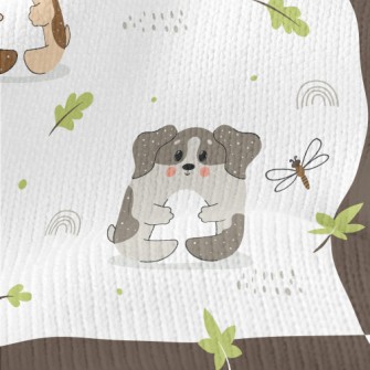 Cute Puppy And Fallen Leaves Stretch Jersey