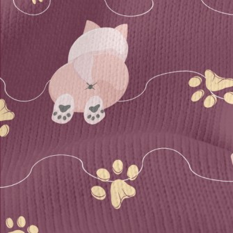 Pink Cat With Paw Prints Stretch Jersey