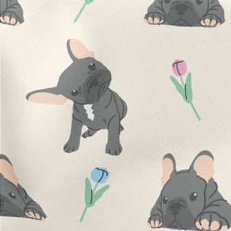 Black Pet French Bulldog Lightweight Cotton Poplin