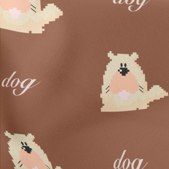 Pixel Cartoon Dog Lightweight Cotton Poplin