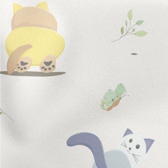 Cat And Butterfly Lightweight Cotton Poplin