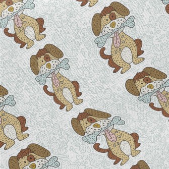 Hand Drawn Happy Mix Midweight Cotton Poplin