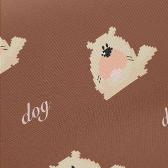 Pixel Cartoon Dog Midweight Cotton Poplin