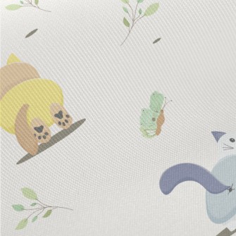 Cat And Butterfly Midweight Cotton Poplin