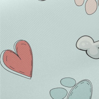 Colorful Paw Prints And Dog To Midweight Cotton Poplin