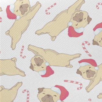 Cute Puppy In Santa Hat Midweight Cotton Poplin