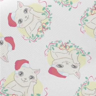 Christmas Kitten Midweight Cotton Poplin