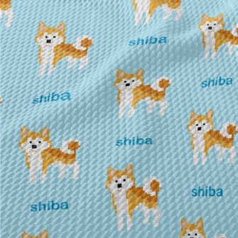 Pixel Shiba Inu Birdseye Piqué