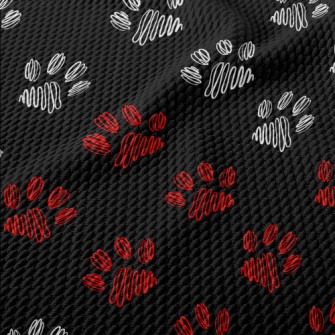 Hand Drawn Abstract Dog Paw Pr Birdseye Piqué