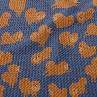 Cartoon Brown Pomeranian Birdseye Piqué