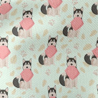 Husky Holding Pillow Waterproof Canvas