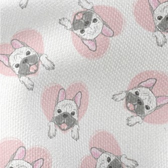 Hand Drawn Pug And Love Heart Waterproof Canvas