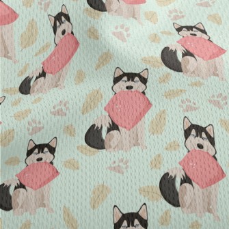 Husky Holding Pillow Athletic Mesh Flat Back