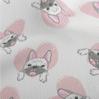 Hand Drawn Pug And Love Heart Athletic Mesh Flat Back