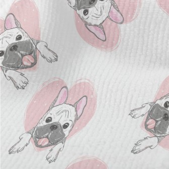 Hand Drawn Pug And Love Heart Terry