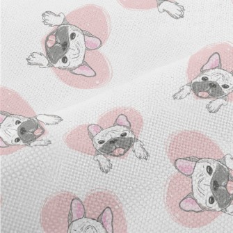 Hand Drawn Pug And Love Heart Performance Linen