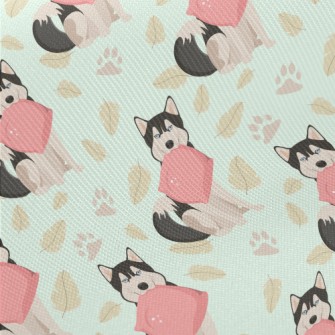 Husky Holding Pillow Twill