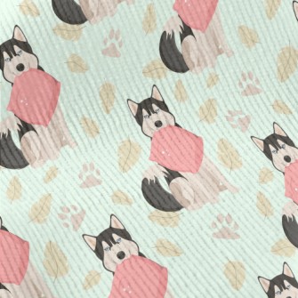 Husky Holding Pillow Standard Corduroy